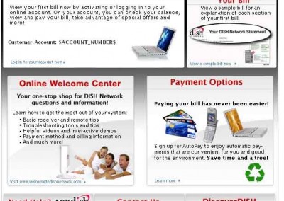 DishNetwork first bill email sample